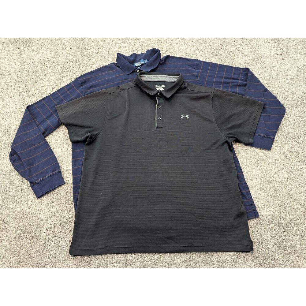 Lot of 2 Under Armour‎ + Polo by Ralph Lauren Polo Shirt Mens 2XL Preppy